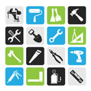 Silhouette Building and Construction work tool icons - vector icon set