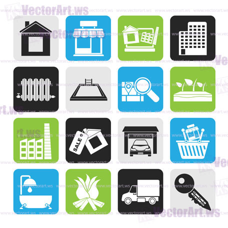 Silhouette Real Estate and building icons - Vector Icon Set