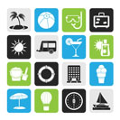 Silhouette Vacation and holiday icons - vector icon set