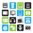 Silhouette multimedia and technology icons - vector icon set