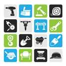 Silhouette building and construction icons - vector icon set