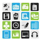 Silhouette Office and business icons - vector icon set