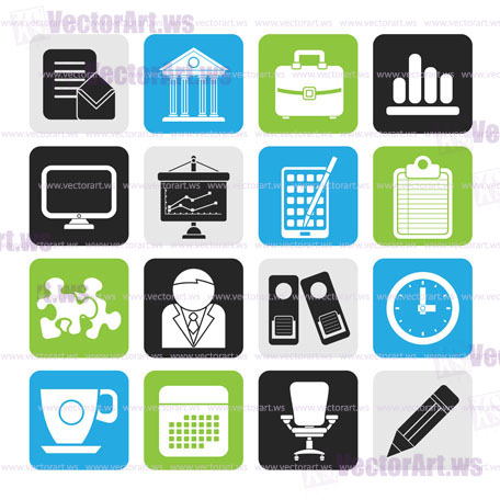 Silhouette Business and office icons - vector icon set