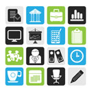 Silhouette Business and office icons - vector icon set