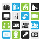 Silhouette multimedia and technology icons - vector icon set