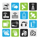 Silhouette wireless and technology icons - vector icon set