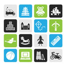 Silhouette different kind of toys icons - vector icon set