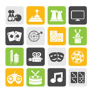 Silhouette entertainment objects icons - vector icon set