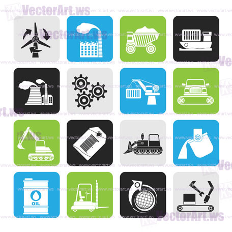 Silhouette different kind of business and industry icons - vector icon set