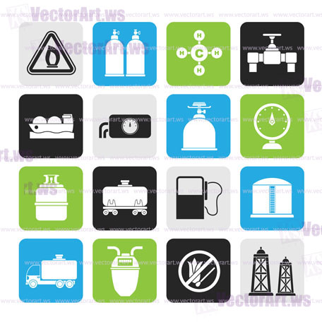 Silhouette Natural gas objects and icons - vector icon set
