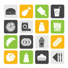 Silhouette fast food and drink icons - vector icon set