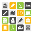 Silhouette Business and office objects icons - vector icon set