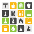 Silhouette Cleaning and hygiene icons - vector icon set