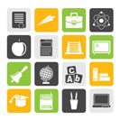 Silhouette school and education icons - vector icon set