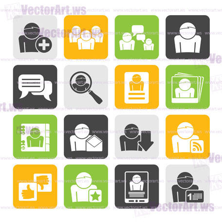 Silhouette Social Media and Network icons - vector icon set