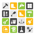 Silhouette Construction and building equipment Icons - vector icon set 1
