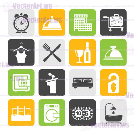 Silhouette Hotel and motel icons - Vector icon Set