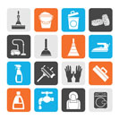 Silhouette Cleaning and hygiene icons - vector icon set