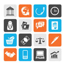 Silhouette Business and office objects icons - vector icon set