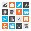 Silhouette Business and office objects icons - vector icon set