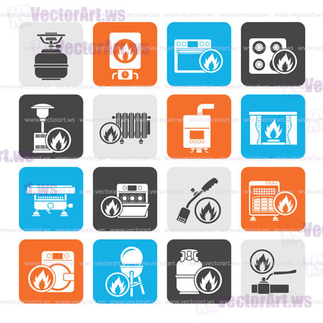 Silhouette Household Gas Appliances icons - vector icon set