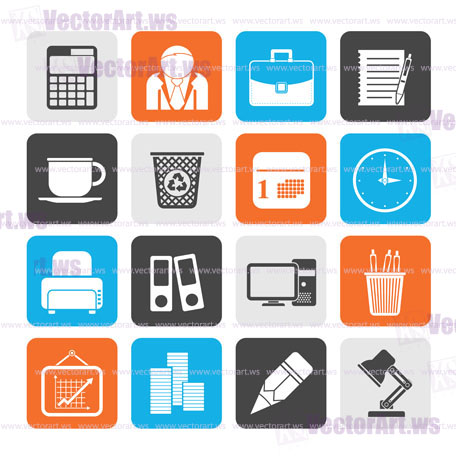 Silhouette Business and office icons - vector icon set