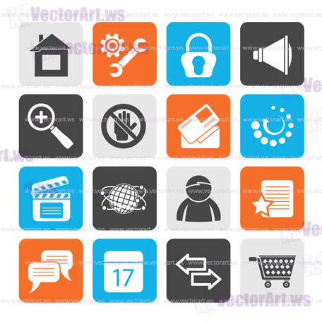 Silhouette Website and internet icons - vector icon set