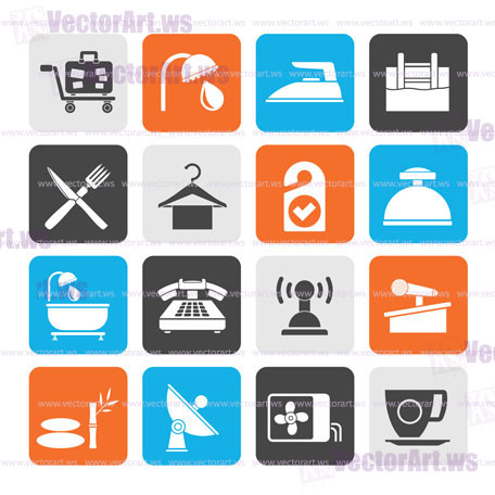 Silhouette Hotel and motel icons - Vector icon Set