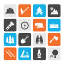 Silhouette Camping, travel and Tourism icons - vector icon set