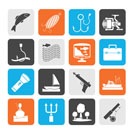 Silhouette Fishing industry icons - vector icon set