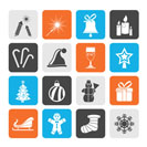 Silhouette Christmas and new year icons - vector icon set