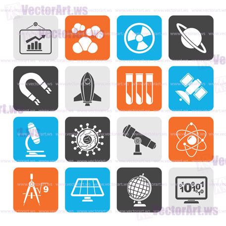 Silhouette science, research and education Icons - Vector Icon set