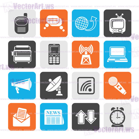 Silhouette Communication and connection icons - vector icon set