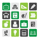 Silhouette school and education icons - vector icon set