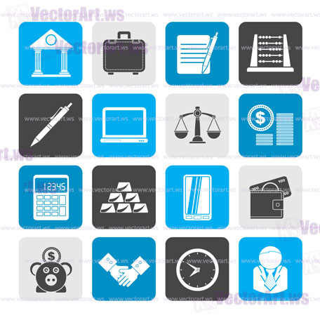 Silhouette Business and office icons - vector icon set