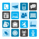 Silhouette Communication, connection  and technology icons - vector icon set