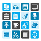 Silhouette Business and office objects icons - vector icon set