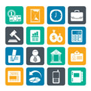 Silhouette Business, Office and Finance Icons - Vector Icon Set