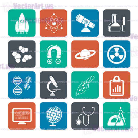 Silhouette Science, Research and Education Icons - Vector Icon set