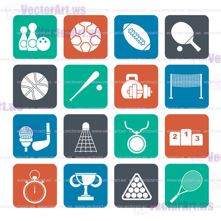 Silhouette Sport equipment icons - vector icon set