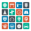 Silhouette Road and Traffic Icons - vector icon set