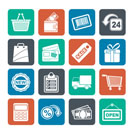 Silhouette shopping and retail icons - vector icon set