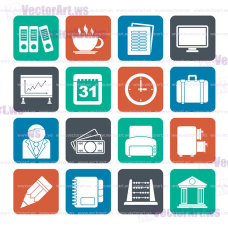 Silhouette Business and office icons - vector icon set