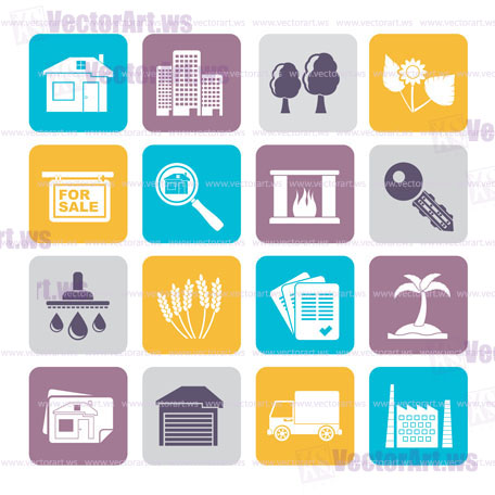 Silhouette Real Estate and building icons - Vector Icon Set