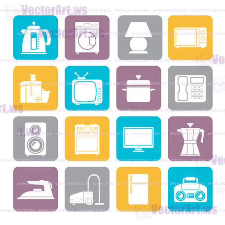 Silhouette home equipment icons - vector icon set