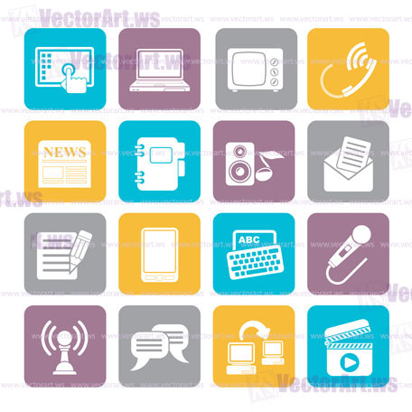 Silhouette Communication and connection icons - vector icon set
