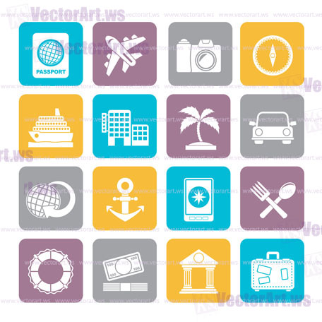 Silhouette Tourism and Travel Icons - vector icon set
