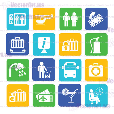 Silhouette Airport, travel and transportation icons -  vector icon set 2