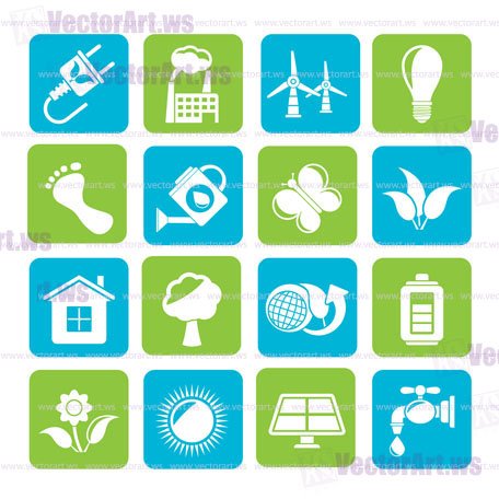 Silhouette Green, Ecology and environment icons - vector icon set