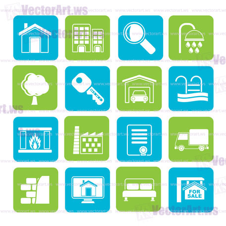 Silhouette Real Estate Icons - Vector Icon Set